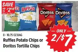 Rouses Ruffles Potato Chips or Doritos Tortilla Chips offer