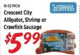Rouses Louisiana Seafood Crescent City Alligator, Shrimp or Crawfish Sausage offer