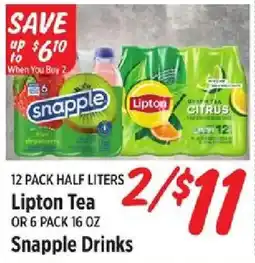 Rouses Lipton Tea or Snapple Drinks offer