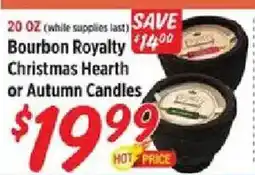 Rouses Bourbon Royalty Christmas Hearth or Autumn Candles offer