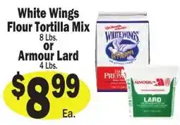 Sellers Bros White Wings Flour Tortilla Mix or Armour Lard offer