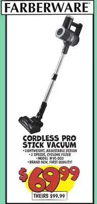 Ollie's FARBERWARE CORDLESS PRO STICK VACUUM offer