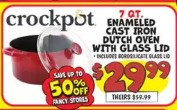Ollie's Crockpot ENAMELED CAST IRON DUTCH OVEN WITH GLASS LID offer