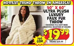 Ollie's 50 X 60 ULTRA PLUSH LUXURY FAUX FUR THROW offer