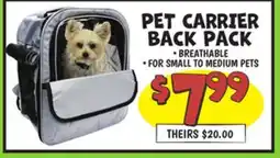 Ollie's PET CARRIER BACK PACK offer