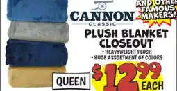 Ollie's CANNON CLASSIC PLUSH BLANKET CLOSEOUT QUEEN offer