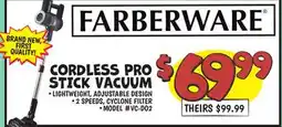 Ollie's FARBERWARE CORDLESS PRO STICK VACUUM offer