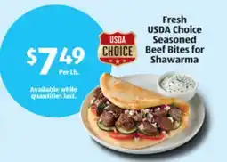 Aldi Fresh USDA Choice Seasoned Beef Bites for Shawarma offer