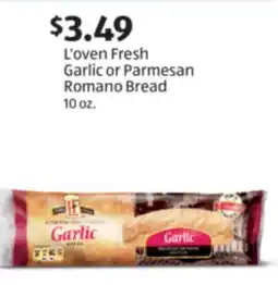 Aldi L'oven Fresh Garlic or Parmesan Romano Bread offer