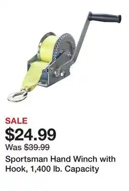 Tractor Supply Company Sportsman Hand Winch with Hook, 1,400 lb. Capacity offer