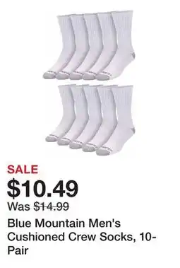 Tractor Supply Company Blue Mountain Men's Cushioned Crew Socks, 10-Pair offer