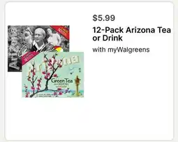 Walgreens 12-Pack Arizona Tea or Drink offer