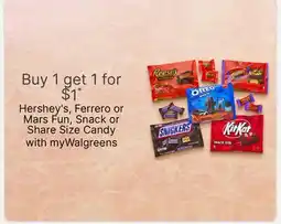 Walgreens Hershey's, Ferrero or Mars Fun, Snack or Share Size Candy offer
