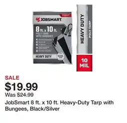 Tractor Supply Company JobSmart 8 ft. x 10 ft. Heavy-Duty Tarp with Bungees, Black/Silver offer