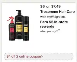 Walgreens Tresemme Hair Care offer