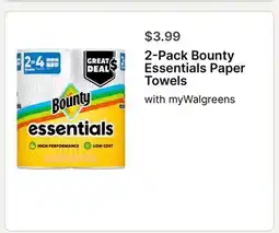 Walgreens 2-Pack Bounty Essentials Paper Towels offer