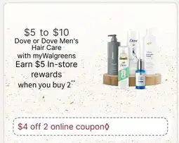 Walgreens Dove or Dove Men's Hair Care offer
