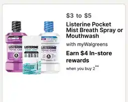Walgreens Listerine Pocket Mist Breath Spray or Mouthwash offer