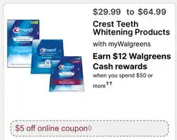 Walgreens Crest Teeth Whitening Products offer