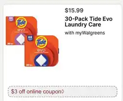 Walgreens 30-Pack Tide Eva Laundry Care offer