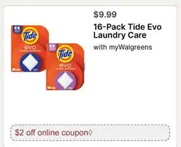 Walgreens 16-Pack Tide Evo Laundry Care offer