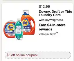 Walgreens Downy, Dreft or Tide Laundry Care offer