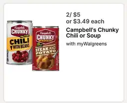 Walgreens Campbell's Chunky Chili or Soup offer