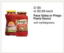 Walgreens Pace Salsa or Prego Pasta Sauce offer