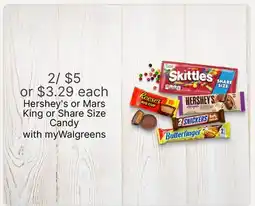 Walgreens Hershey's or Mars King or Share Size Candy offer