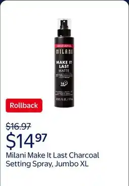 Walmart Milani Make It Last Charcoal Jumbo XL Setting Spray, Matte Finish, Long-Lasting, Mattifying offer