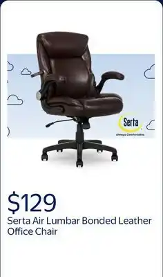 Walmart Serta Air Lumbar Bonded Leather Manager Office Chair, Brown Faux Leather offer