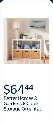 Walmart Better Homes & Gardens 6 Cube Storage Organizer, Textured White offer