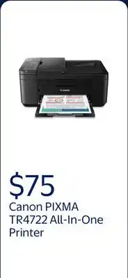 Walmart Canon PIXMA TR4722 All-In-One, Wireless Color Inkjet Printer for Home Office Use offer