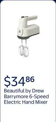 Walmart Beautiful 6-Speed Electric Hand Mixer, White Icing by Drew Barrymore offer