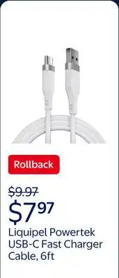 Walmart Liquipel Powertek Type-C Fast Charger Cable, 6ft USB-C for Galaxy, Note, Tab, MacBook, Premium White offer