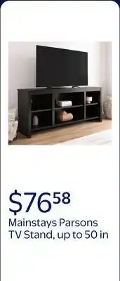 Walmart Mainstays Parsons TV Stand for TVs up to 50 in, Black Oak Finish offer