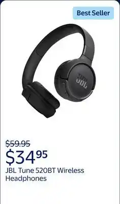 Walmart JBL Tune 520BT - Wireless On-Ear Headphones - Black offer
