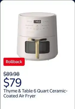 Walmart Thyme & Table 6 Quart Ceramic-Coated Air Fryer, Sand White offer