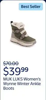 Walmart MUK LUKS Women's Wynne Slip On Winter Ankle Boots offer