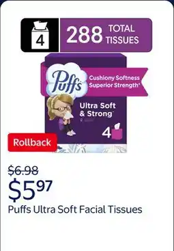 Walmart Puffs Ultra Soft Facial Tissues offer