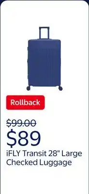 Walmart iFLY Transit 28 Expandable Hardside Spinner Large Checked Luggage, Royal Blue offer