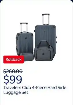 Walmart Travelers Club 4-Piece Hard Side Luggage Set with Spinner Wheels - Dark Slate Gray offer