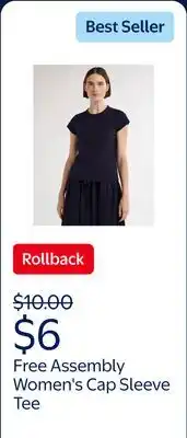 Walmart Free Assembly Women's And Women's Plus Cap Sleeve Tee offer