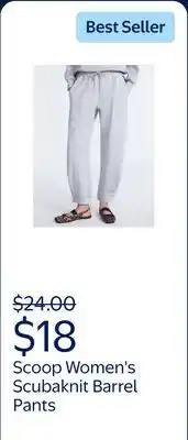 Walmart Scoop Women's and Women's Plus New Scubaknit Barrel Pants offer