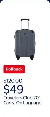 Walmart Travelers Club 20 Hard Side Expandable Rolling Spinner Carry-on, Dark Slate offer