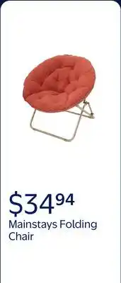 Walmart Mainstays Folding Chair, Steel Frame, Red Canyon, 1 Chair offer