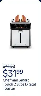 Walmart Chefman Smart Touch 2 Slice Digital Toaster with 6 Touchscreen Shade Settings – Stainless Steel offer