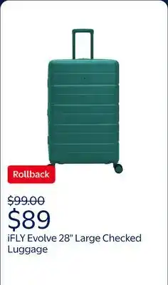 Walmart iFLY Evolve 28 Large Checked Luggage Hardside Expandable Spinner, Teal offer