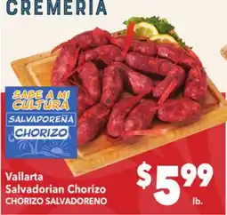 Vallarta Supermarkets Vallarta Salvadorian Chorizo / CHORIZO SALVADORENO offer