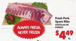 Vallarta Supermarkets Fresh Pork Spare Ribs / COSTILLAS DE PUERCO offer